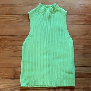 size small lime green ribbed turtleneck tank